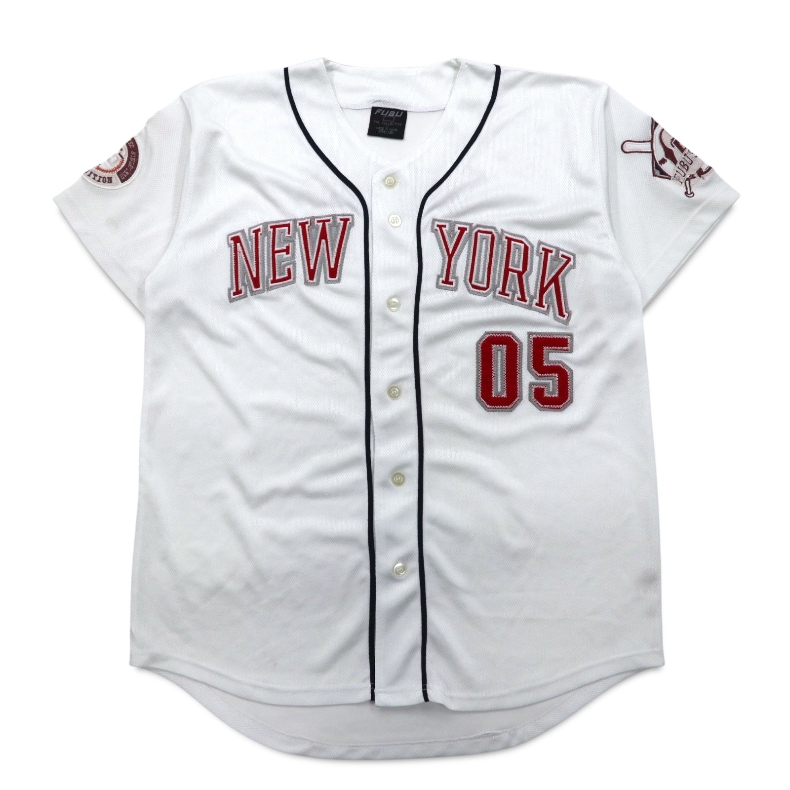 FUBU 90年代 ベースボールシャツ L ホワイト ワッペン NEW YORK