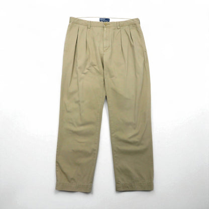Polo Ralph Lauren 90年代 ポロチノ 2タック ワイド チノパンツ ワークパンツ L ベージュ ETHAN PANT