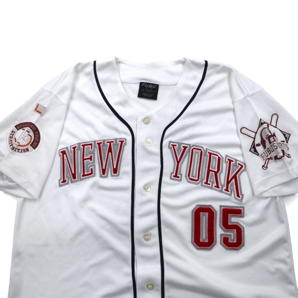 FUBU 90年代 ベースボールシャツ L ホワイト ワッペン NEW YORK