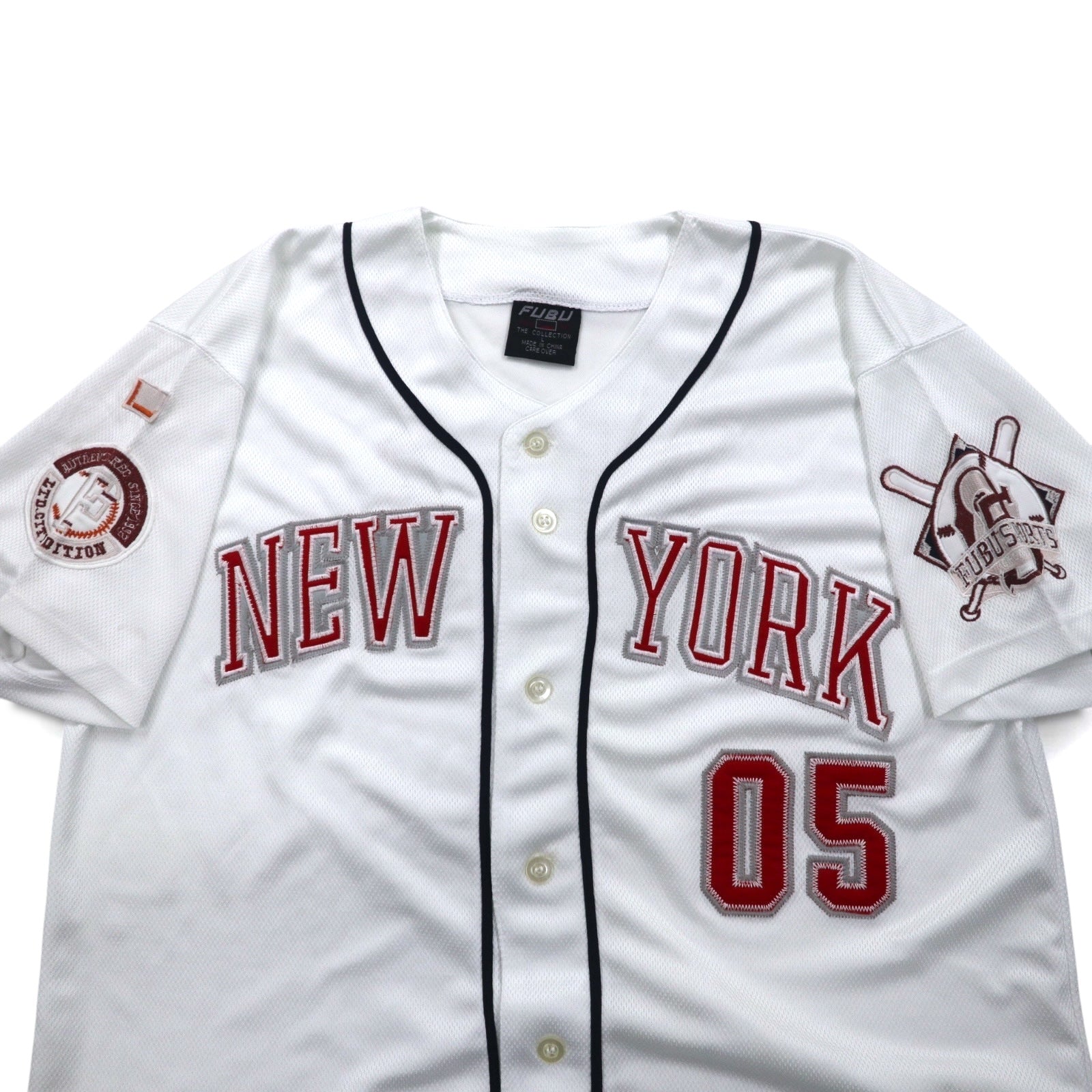 FUBU 90年代 ベースボールシャツ L ホワイト ワッペン NEW YORK
