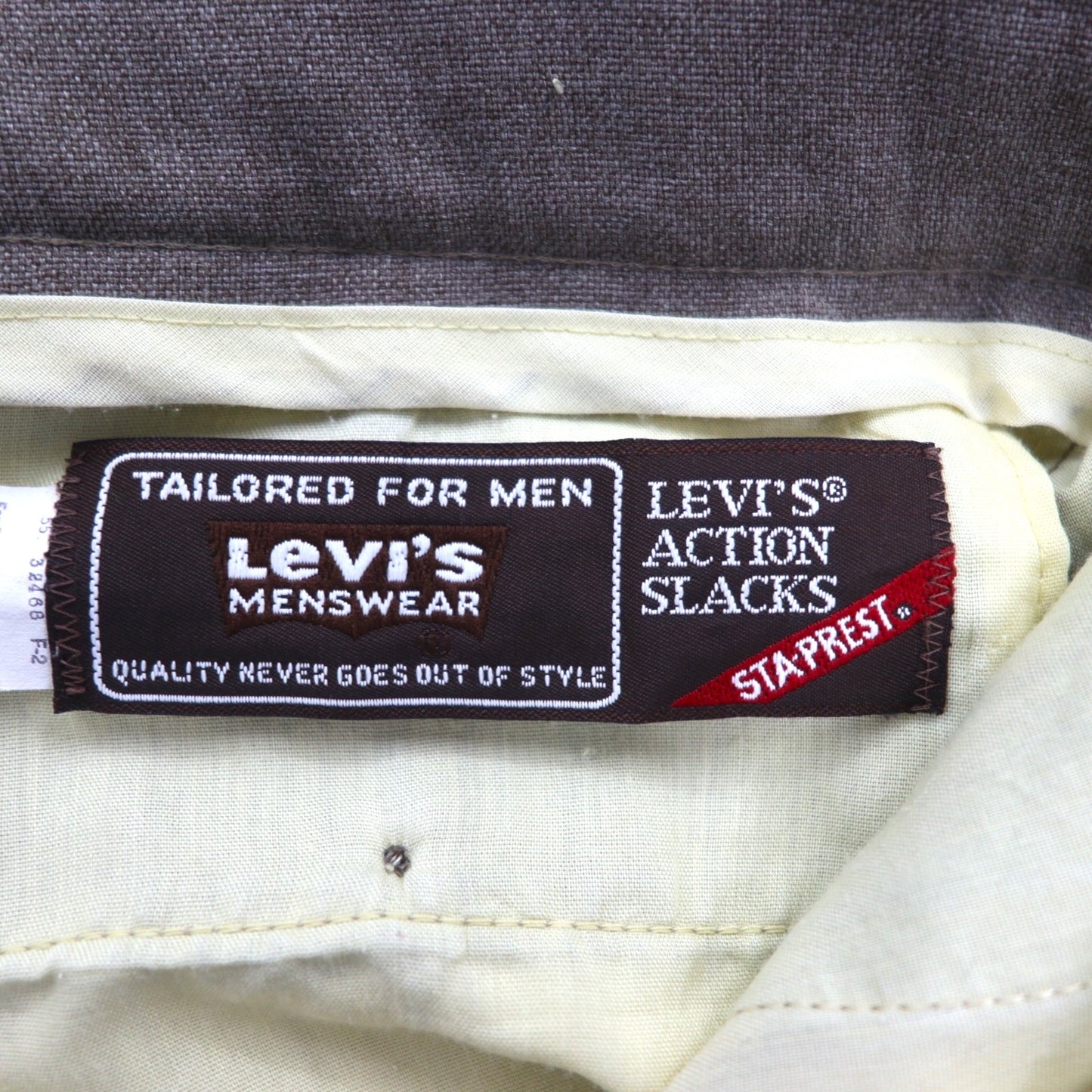 Levi's 80年代 USA製 Action Slacks スタプレ STA-PREST スラックスパンツ L ブラウン ロケットTALONジップ
