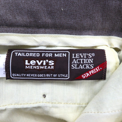 Levi's 80年代 USA製 Action Slacks スタプレ STA-PREST スラックスパンツ L ブラウン ロケットTALONジップ