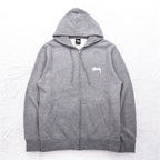 STUSSY 00年代 USA製 フルジップパーカー L グレー YESTERDAY TODAY TOMORROW バックロゴプリント