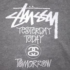 STUSSY 00年代 USA製 フルジップパーカー L グレー YESTERDAY TODAY TOMORROW バックロゴプリント