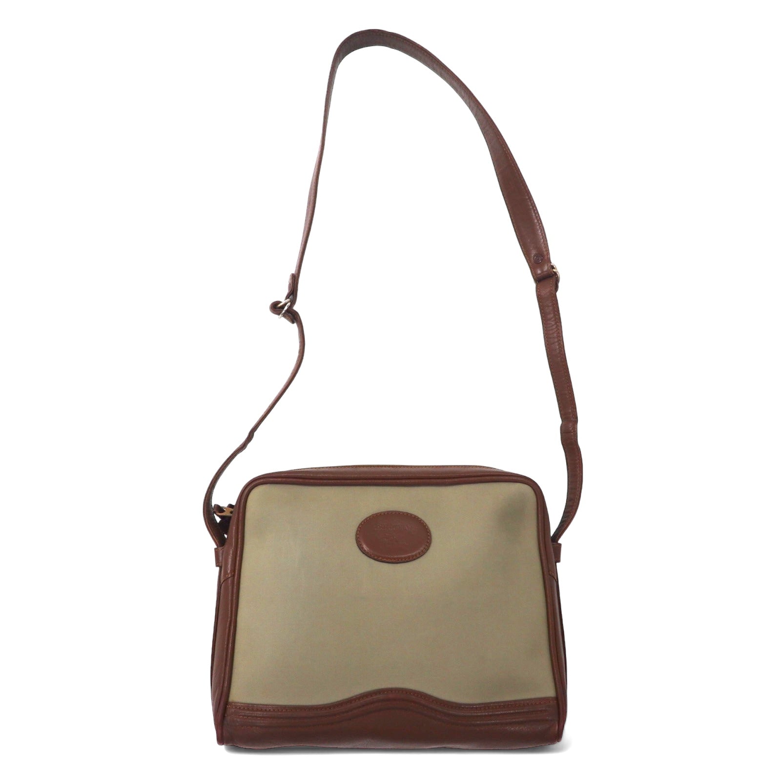 日本然リトテ-古着オンライン-Burberrys オールド ショルダーバッグ ブラウン ナイロンキャンバス レザー 内側ノバチェック-Burberrys Vintage Shoulder Bag Brown Nylon Canvas Leather Inside Checked