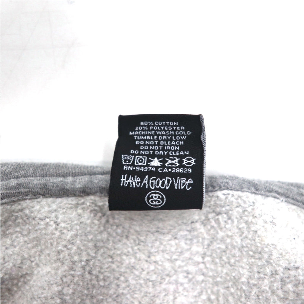 STUSSY 00年代 USA製 フルジップパーカー L グレー YESTERDAY TODAY TOMORROW バックロゴプリント