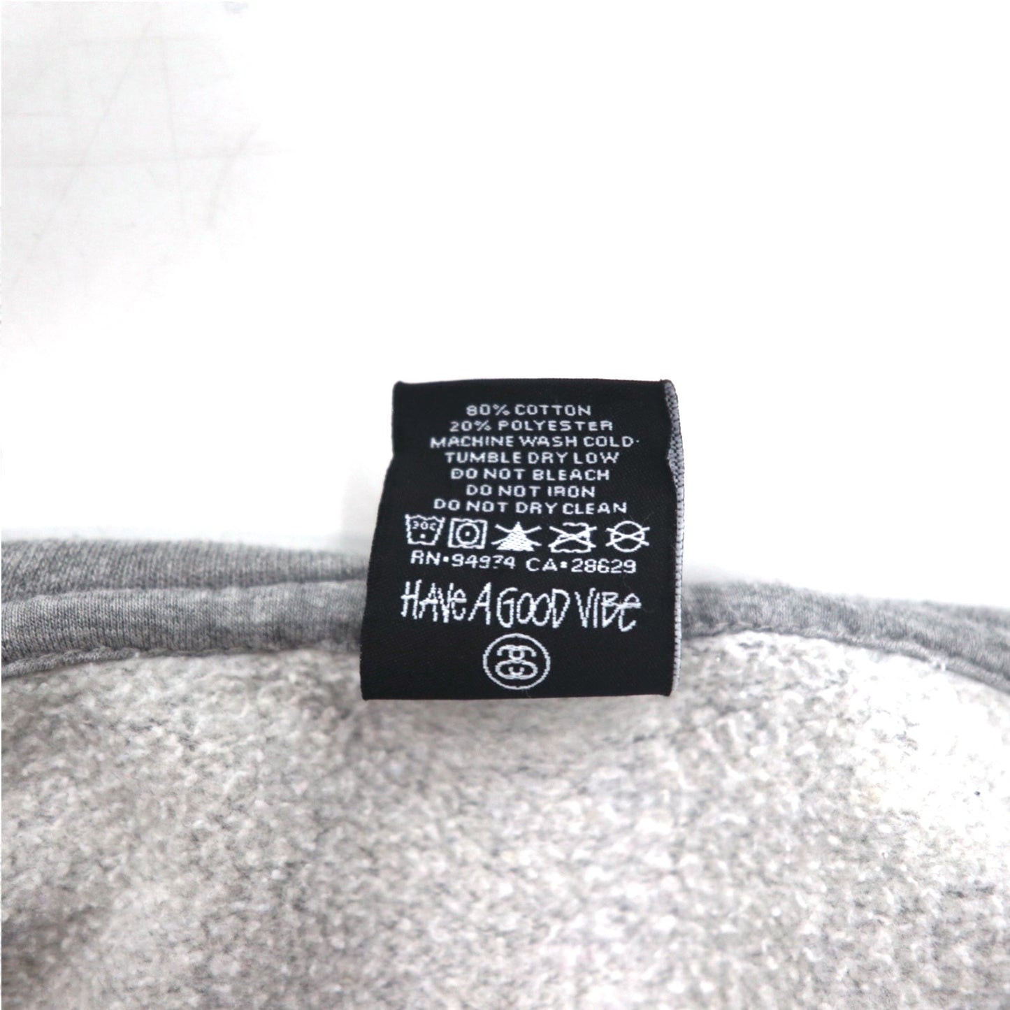 STUSSY 00年代 USA製 フルジップパーカー L グレー YESTERDAY TODAY TOMORROW バックロゴプリント