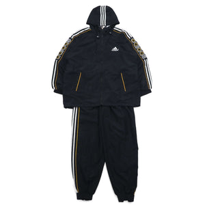 adidas 90年代 トラックジャケット ジャージ セットアップ L ブラック ポリエステル 3ストライプ バックロゴ 刺繍