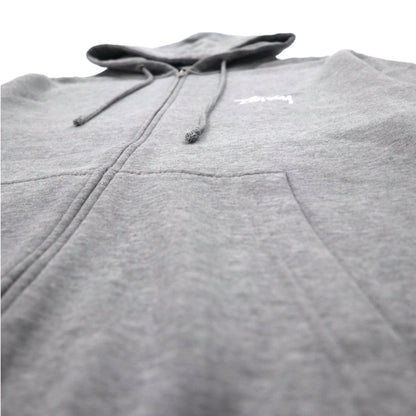STUSSY 00年代 USA製 フルジップパーカー L グレー YESTERDAY TODAY TOMORROW バックロゴプリント