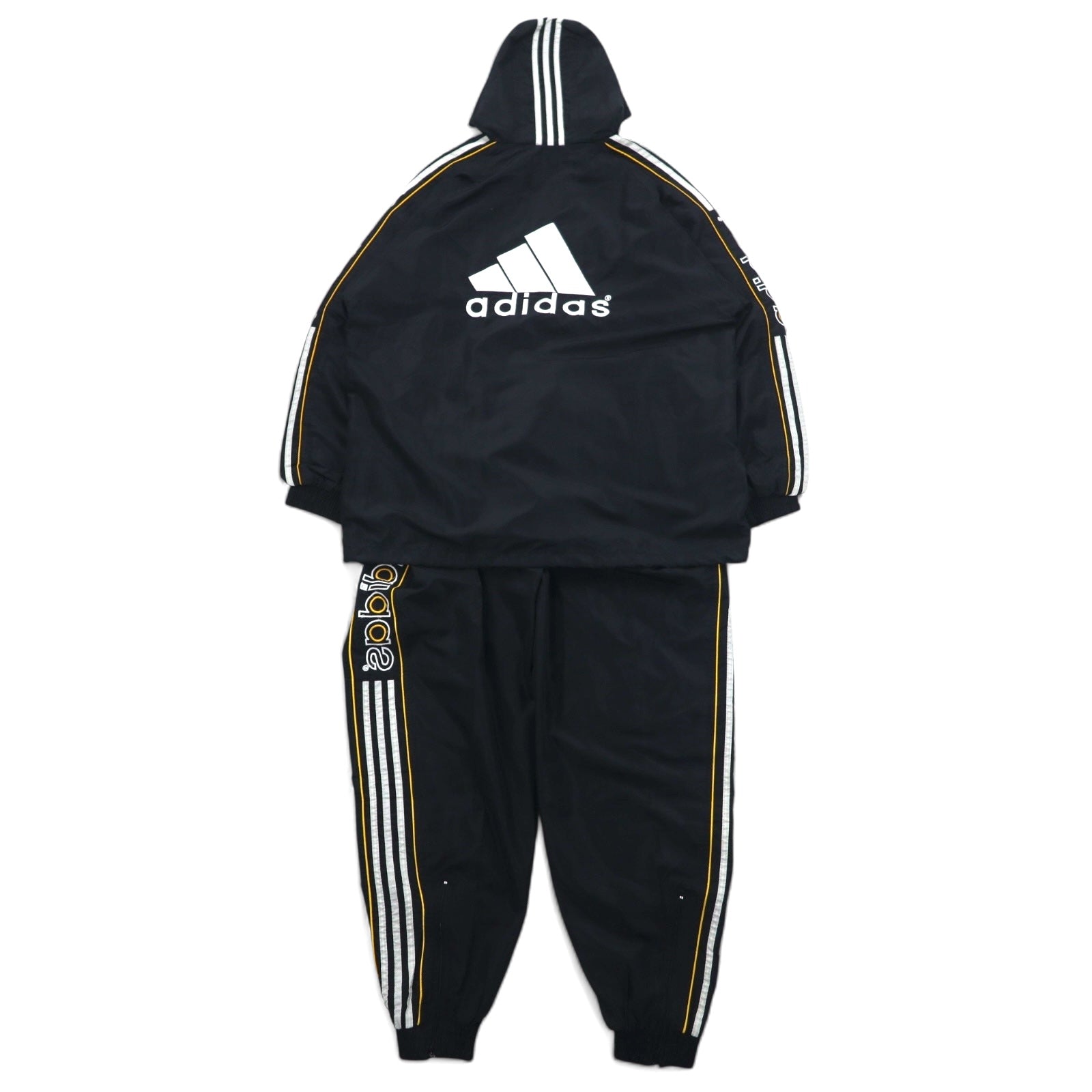 Adidas 90s Track Jacket Jersey Set L Black Polyester 3 Stripes Back Logo Embroidered