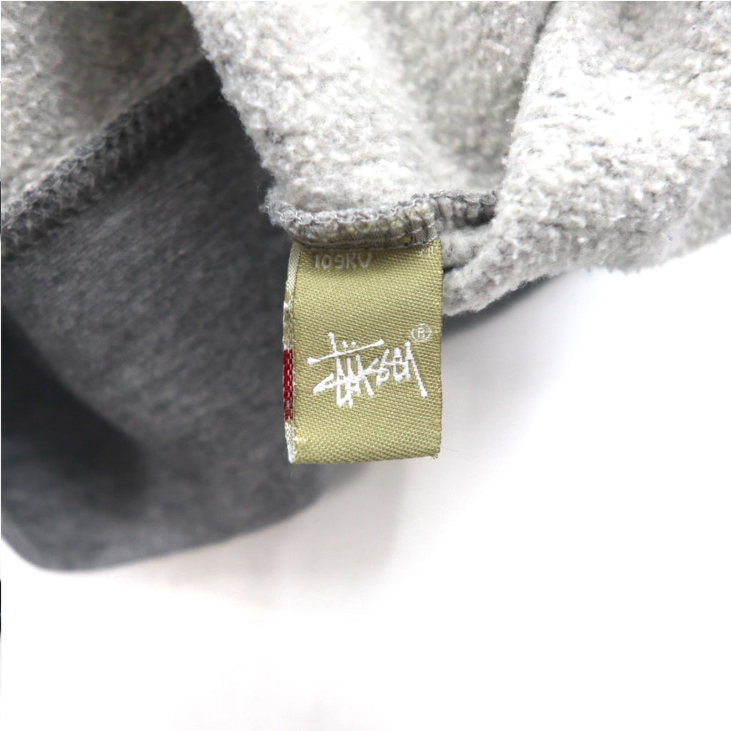 STUSSY 00年代 USA製 フルジップパーカー L グレー YESTERDAY TODAY TOMORROW バックロゴプリント