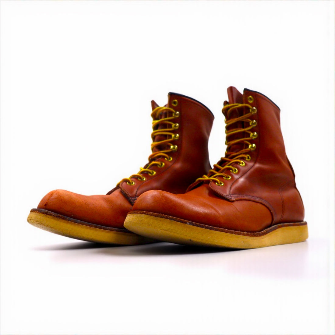 RED WING USA製 8インチ クラシックラウンド プレーントゥ レースアップブーツ 26.5cm ブラウン レザー 708