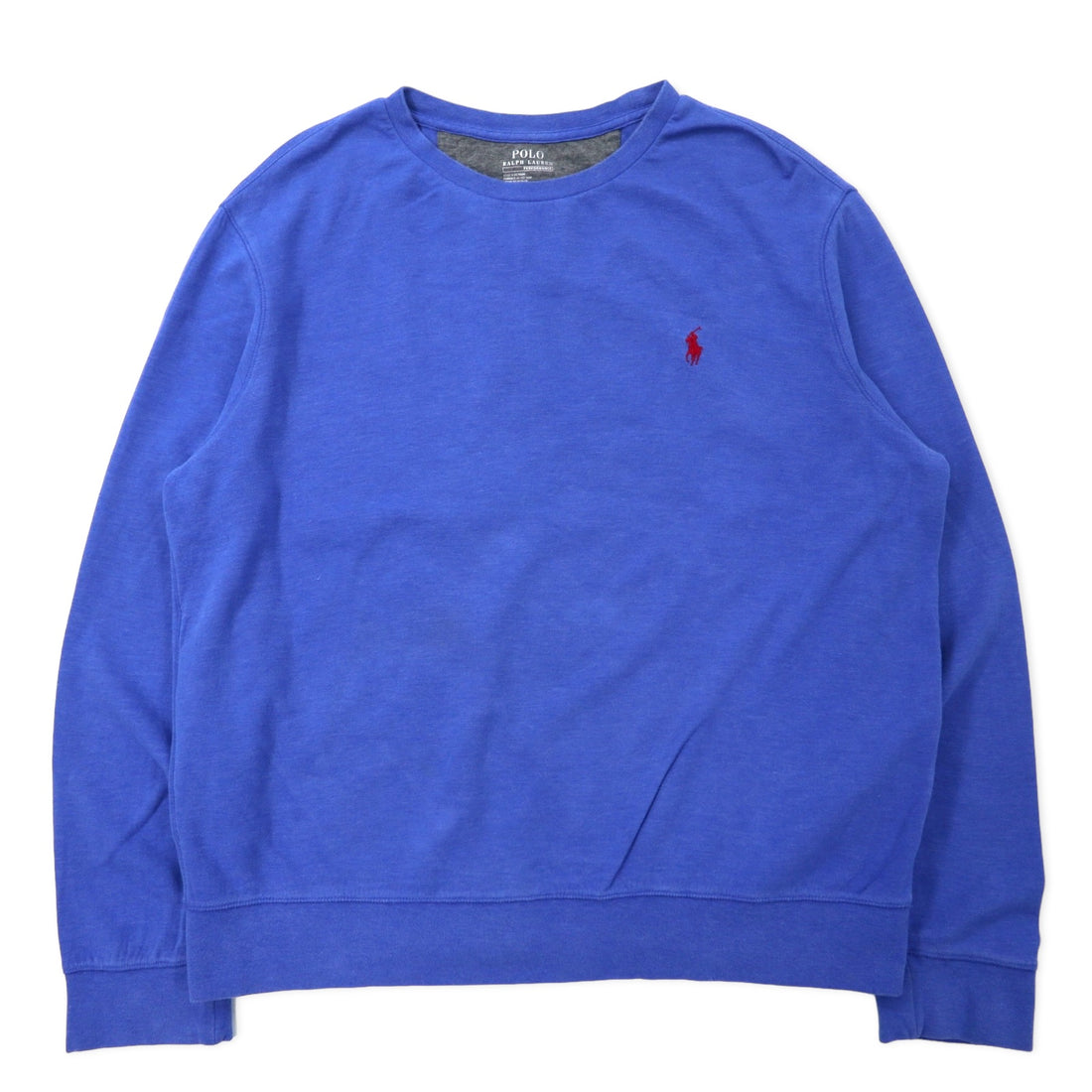 日本然リトテ-古着オンライン-POLO RALPH LAUREN パフォーマンス スウェット L ブルー コットン PERFORMANCE スモールポニー刺繍-POLO RALPH LAUREN Performance Sweatshirt L Blue Cotton Performance Small Pony Embroidery