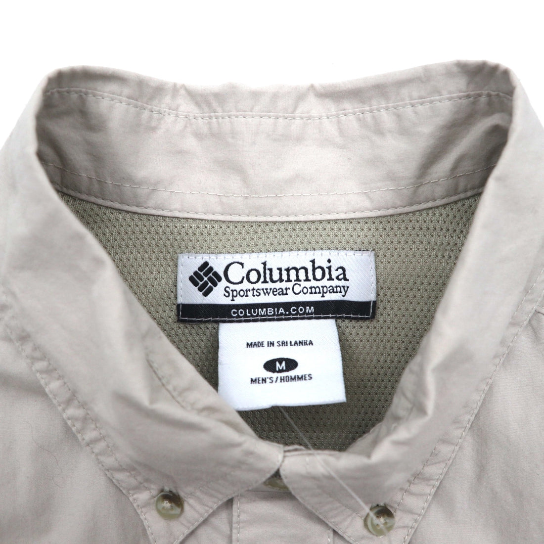 Columbia 半袖 ボタンダウン フィッシングシャツ M ベージュ ポリエステル Marquam Trail S/S Shirt AM7240 スリランカ製 未使用品