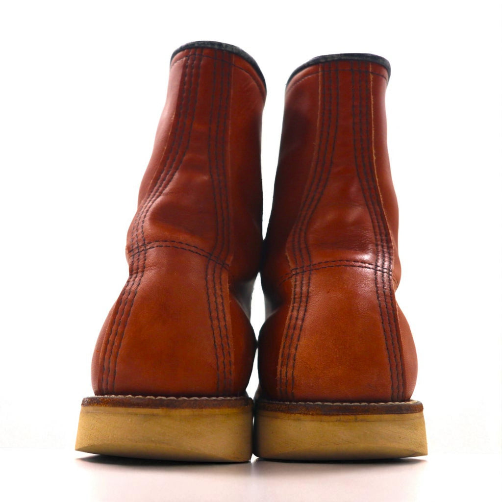 RED WING USA製 8インチ クラシックラウンド プレーントゥ レースアップブーツ 26.5cm ブラウン レザー 708
