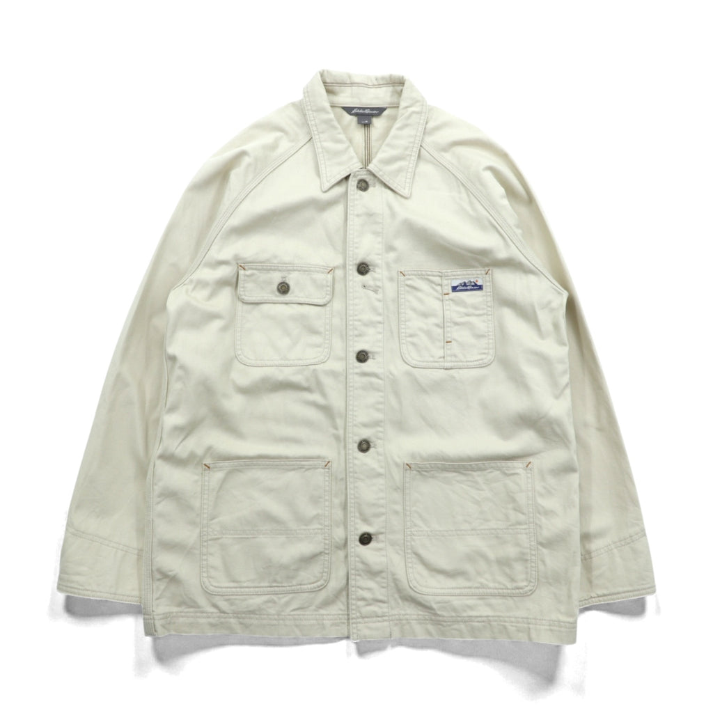 Eddie Bauer カバーオール ワークジャケット M 生成り ナチュラル ベージュ コットン 4ポケット