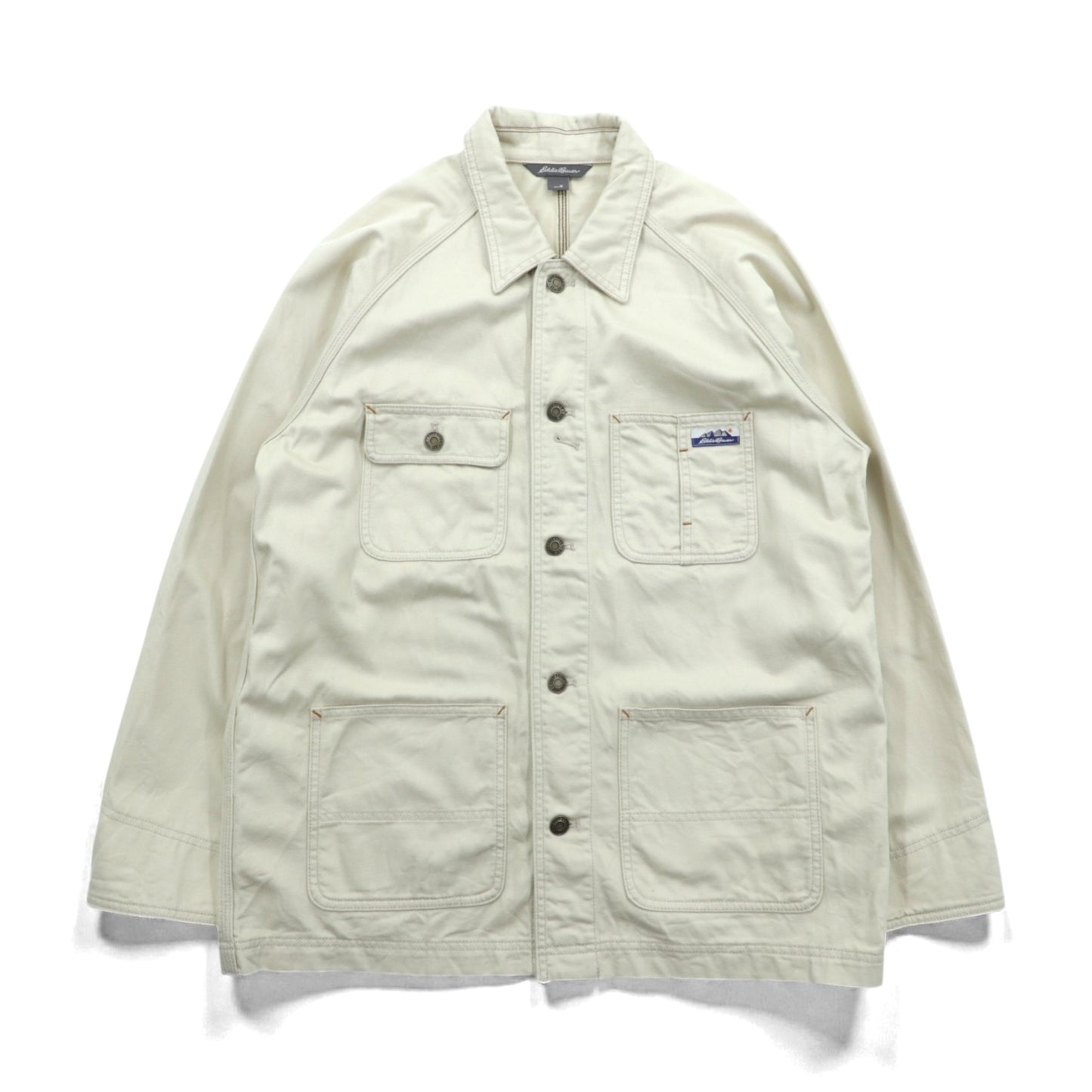 Eddie Bauer カバーオール ワークジャケット M 生成り ナチュラル ベージュ コットン 4ポケット