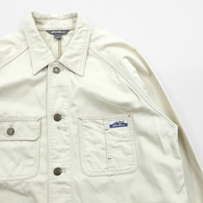 Eddie Bauer カバーオール ワークジャケット M 生成り ナチュラル ベージュ コットン 4ポケット