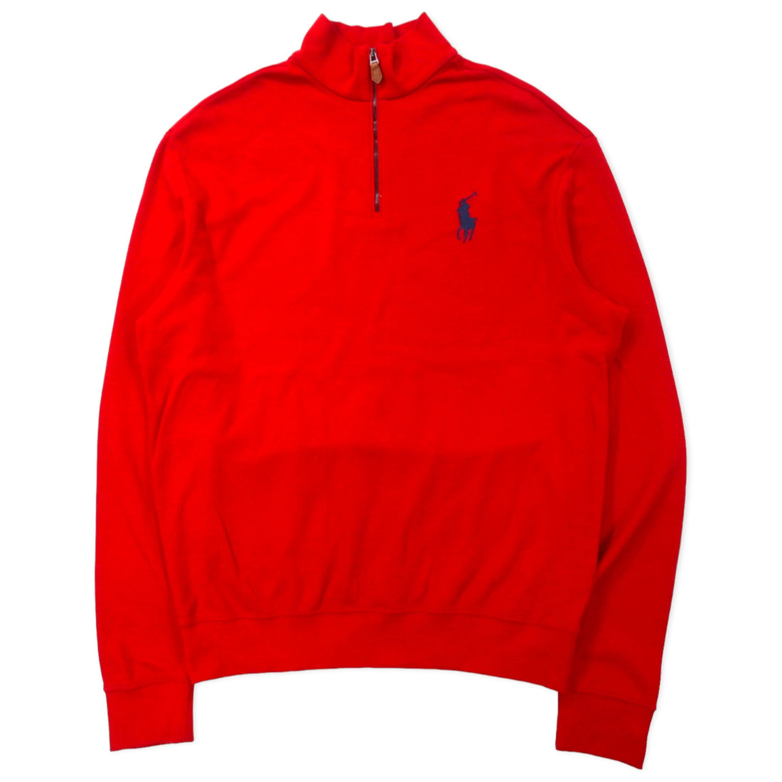 日本然リトテ-古着オンライン-POLO GOLF RALPH LAUREN ハーフジップ スウェット M レッド コットン ポニー刺繍 ペルー製-POLO GOLF RALPH LAUREN Half Zip Sweatshirt M Red Cotton Pony Embroidery Peru