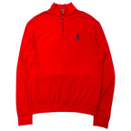 日本然リトテ-古着オンライン-POLO GOLF RALPH LAUREN ハーフジップ スウェット M レッド コットン ポニー刺繍 ペルー製-POLO GOLF RALPH LAUREN Half Zip Sweatshirt M Red Cotton Pony Embroidery Peru