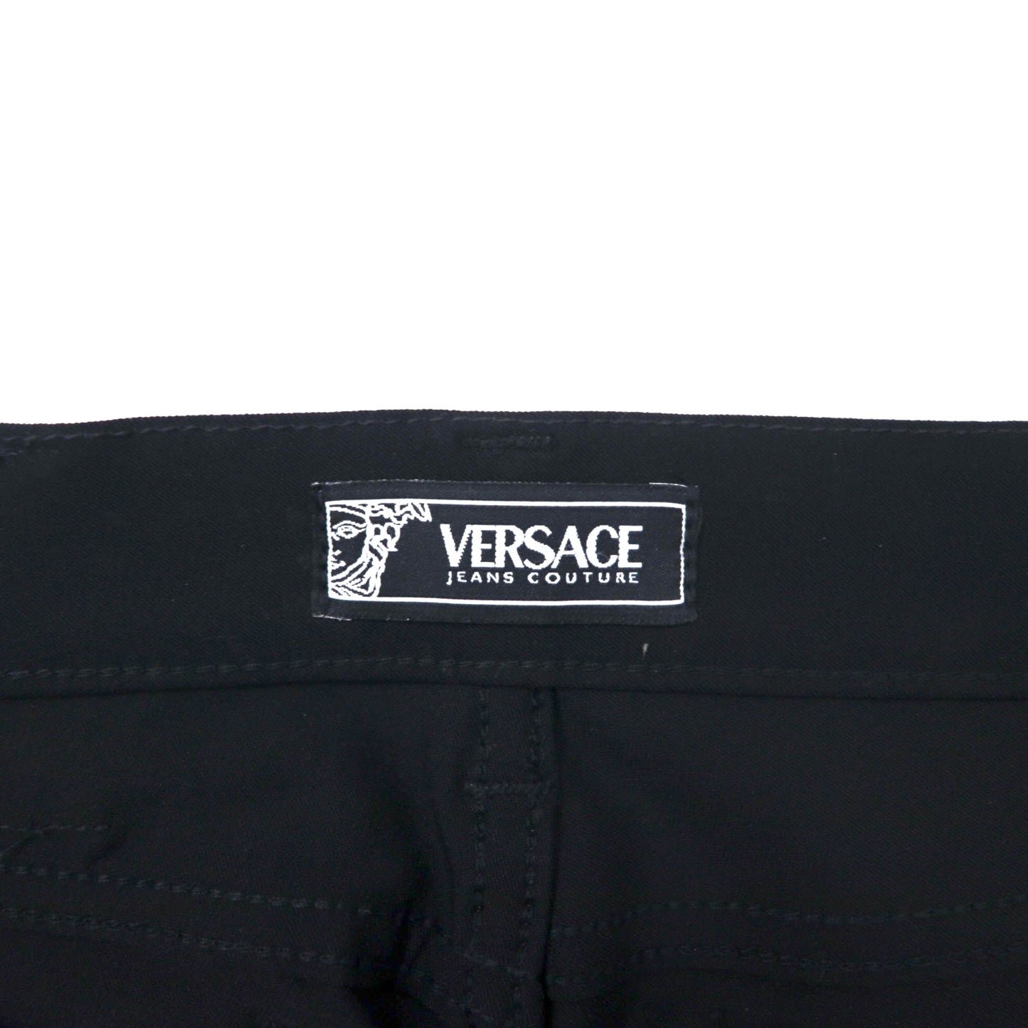 VERSACE JEANS COUTURER イタリア製 ブーツカット パンツ 26 ブラック ポリエステル ストレッチ