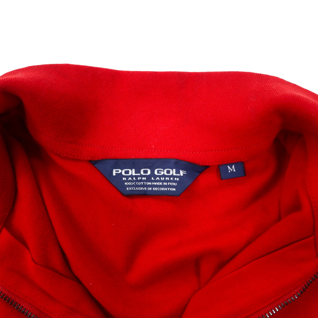 POLO GOLF RALPH LAUREN Half-Zip Sweatshirt M Red Cotton Pony Embroidery Made in Peru