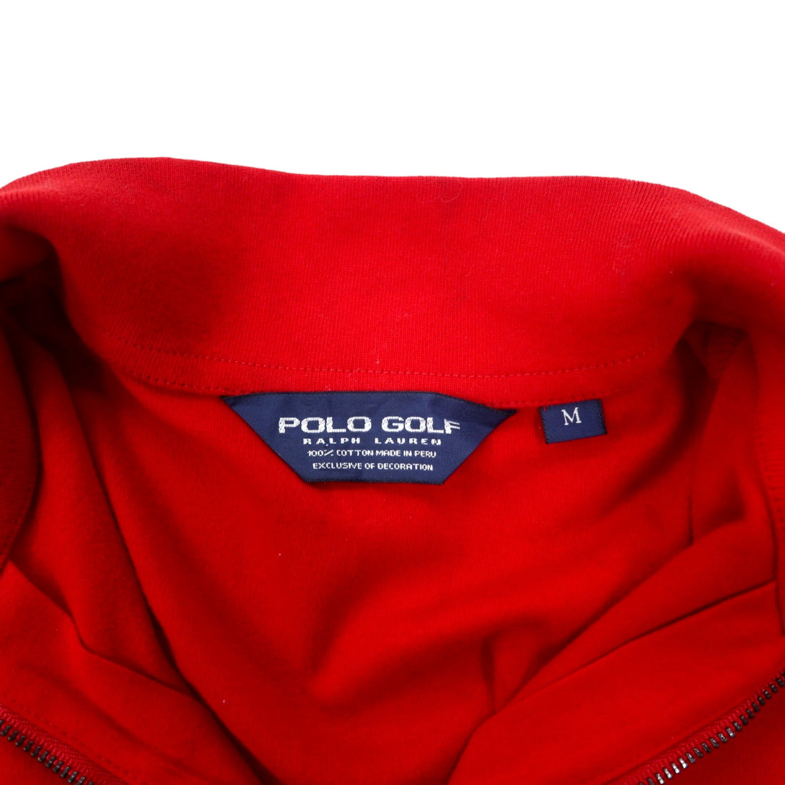 POLO GOLF RALPH LAUREN Half-Zip Sweatshirt M Red Cotton Pony Embroidery Made in Peru