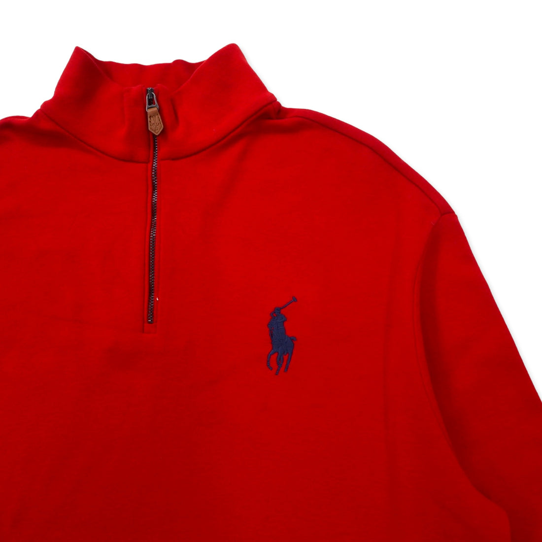 POLO GOLF RALPH LAUREN Half-Zip Sweatshirt M Red Cotton Pony Embroidery Made in Peru