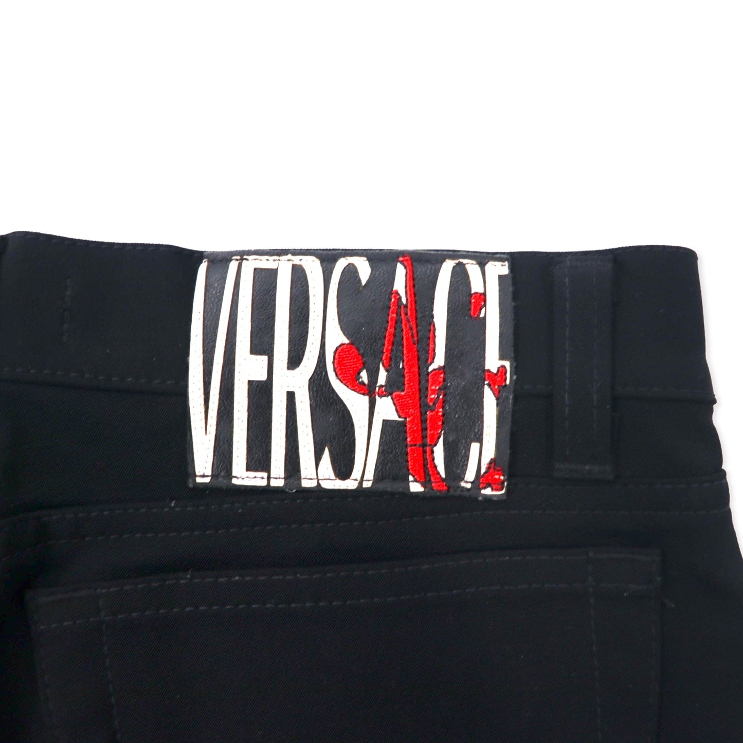 VERSACE JEANS COUTURER イタリア製 ブーツカット パンツ 26 ブラック ポリエステル ストレッチ