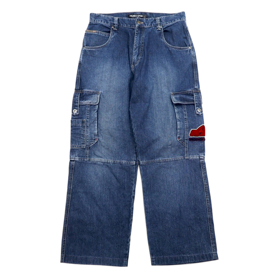 日本然リトテ-古着オンライン-HOBO DNM 90年代 バギー ワイド デニム カーゴパンツ 86 ブルー コットン-HOBO DNM 90's Baggy Wide Denim Cargo Pants 86 Blue Cotton