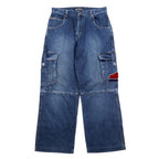日本然リトテ-古着オンライン-HOBO DNM 90年代 バギー ワイド デニム カーゴパンツ 86 ブルー コットン-HOBO DNM 90's Baggy Wide Denim Cargo Pants 86 Blue Cotton