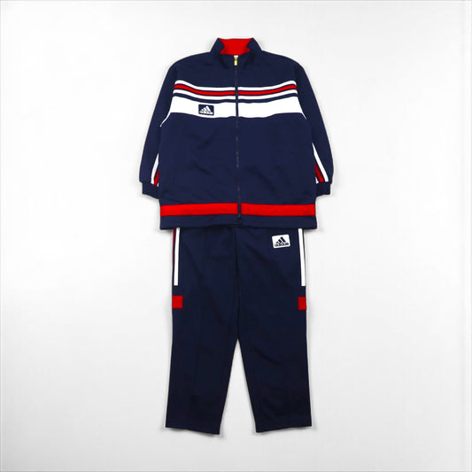 adidas 90年代 デサント社製 トラック ジャージ セットアップ M スタンドカラー 裾ジップ スリット