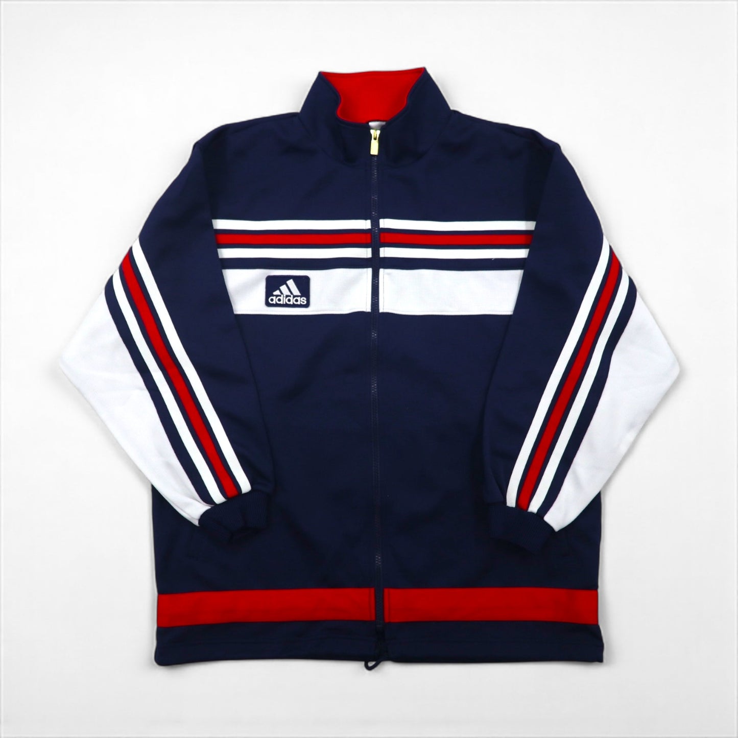 adidas 90年代 デサント社製 トラック ジャージ セットアップ M スタンドカラー 裾ジップ スリット