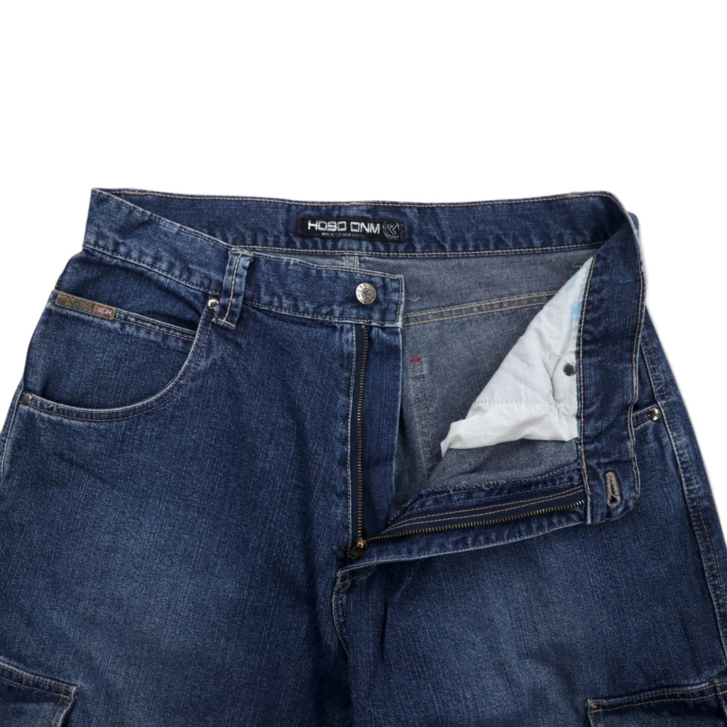 HOBO DNM 90s Baggy Wide Denim Cargo Pants 86 Blue Cotton
