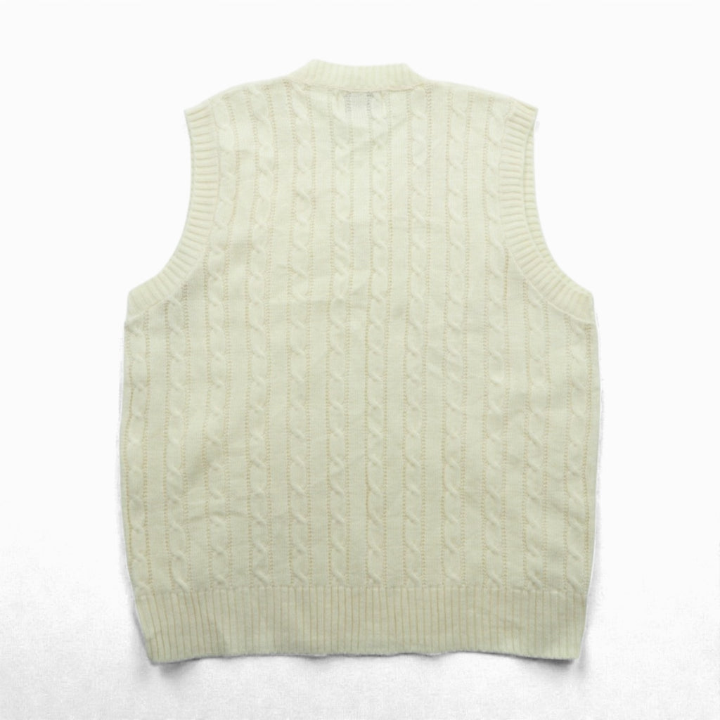 90s USA Vintage Fisherman Knit Vest JANTZEN アランニット ベスト XL ホワイト フィッシャーマン ケーブル編み 90年代 USA製