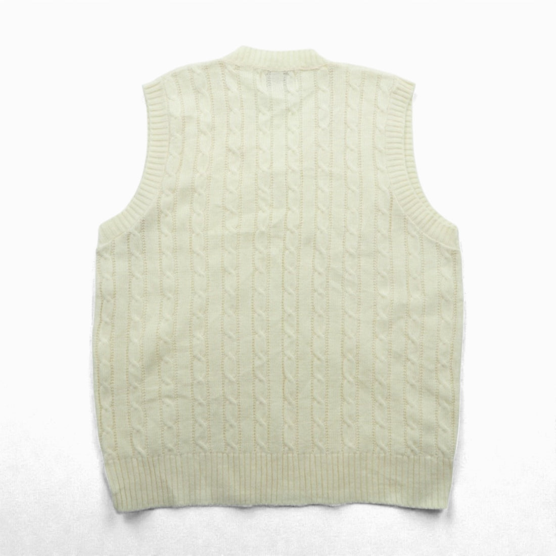 90s USA Vintage Fisherman Knit Vest JANTZEN アランニット ベスト XL ホワイト フィッシャーマン ケーブル編み 90年代 USA製
