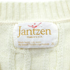 90s USA Vintage Fisherman Knit Vest JANTZEN アランニット ベスト XL ホワイト フィッシャーマン ケーブル編み 90年代 USA製
