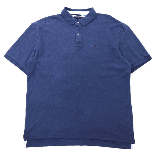 日本然リトテ-古着オンライン-TOMMY HILFIGER ポロシャツ XXL ネイビー コットン ワンポイントロゴ ビッグサイズ-TOMMY HILFIGER Polo Shirt XXL Navy Cotton One Point Logo Big Size