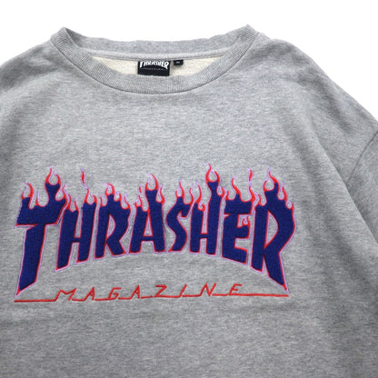 THRASHER MAGAZINE ファイヤーロゴ スウェット M グレー コットン