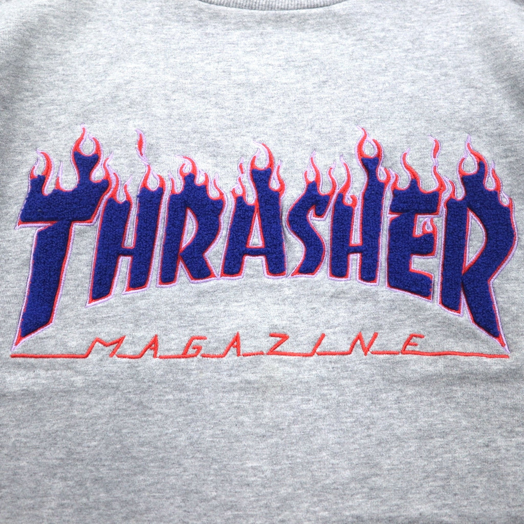 THRASHER MAGAZINE Fire Logo Sweatshirt M Grey Cotton
