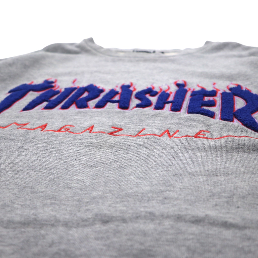 THRASHER MAGAZINE Fire Logo Sweatshirt M Grey Cotton