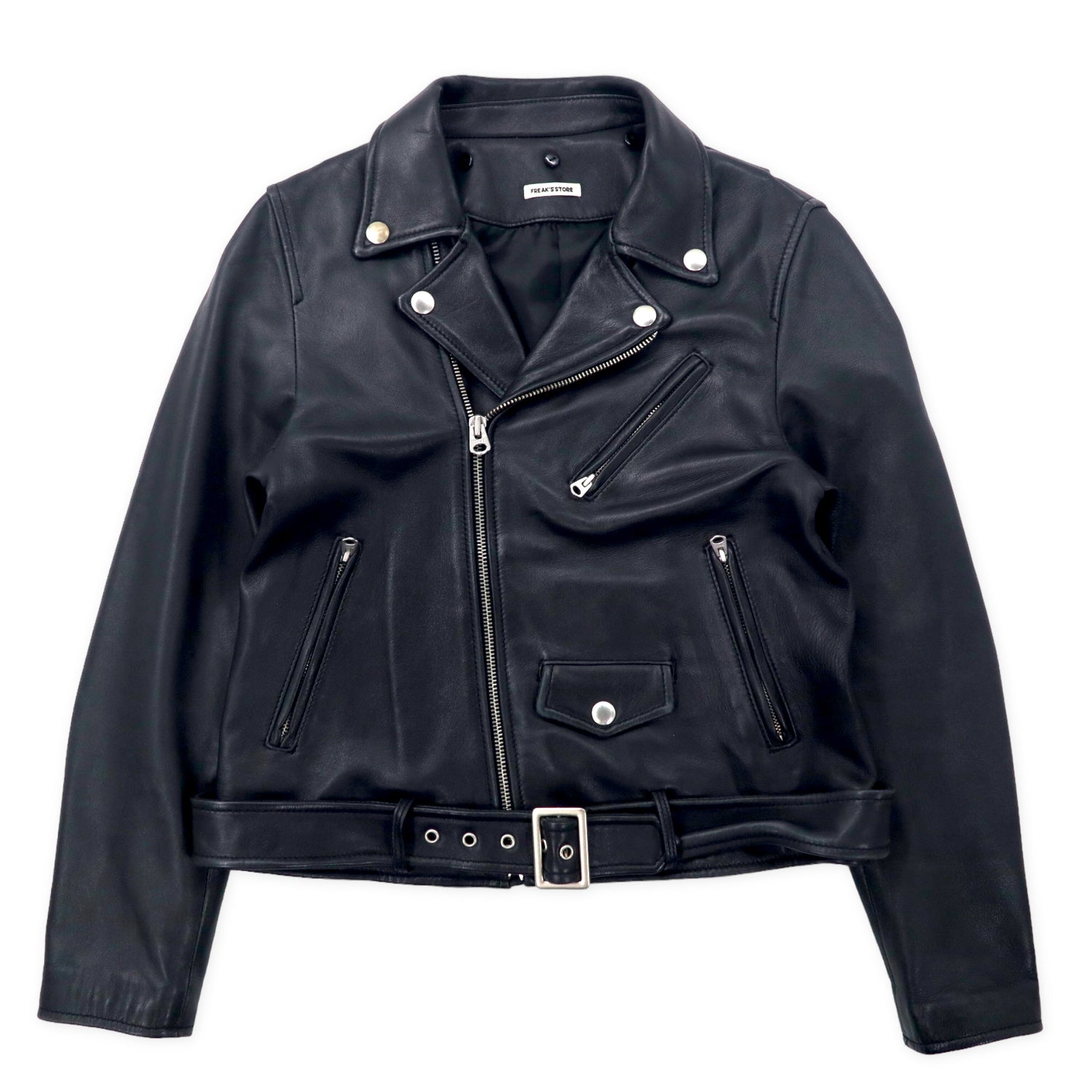 FREAK'S STORE Double Riders Jacket S Black sheep leather Lambon ...