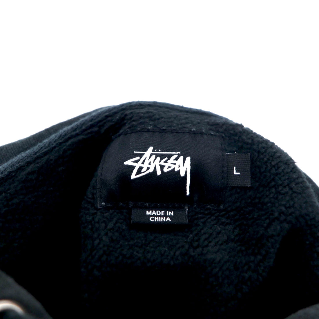 stussy Reverse Weave Pullover Hoodie L Black Cotton One Point Logo Embroidery