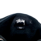 stussy リバースウィーブ REVERSE WEAVE プルオーバー パーカー L ブラック コットン ワンポイントロゴ 刺繍