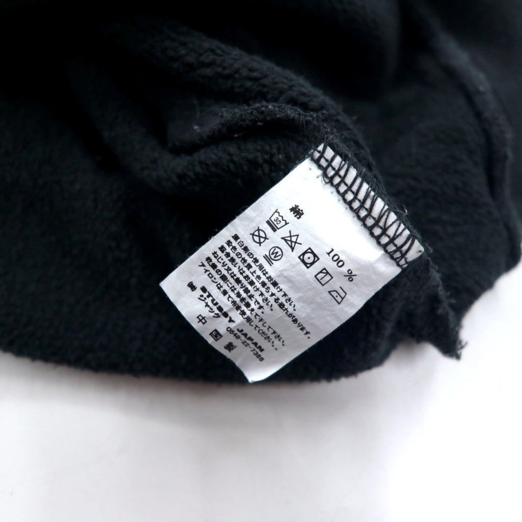 stussy リバースウィーブ REVERSE WEAVE プルオーバー パーカー L ブラック コットン ワンポイントロゴ 刺繍