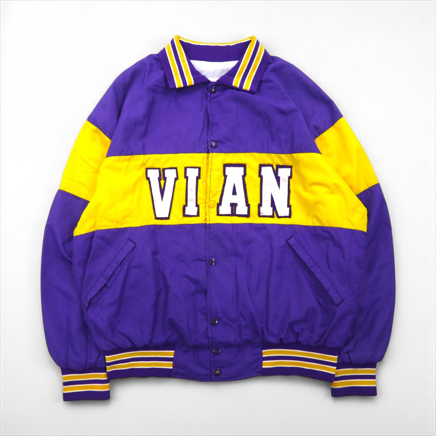 90s USA Vintage Sport Jacket, Made in the USA, Purple Ribbed Nylon Jacket, Size L, Shaffer NFL VIAN