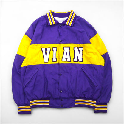 90s USA Vintage Sport Jacket, Made in the USA, Purple Ribbed Nylon Jacket, Size L, Shaffer NFL VIAN