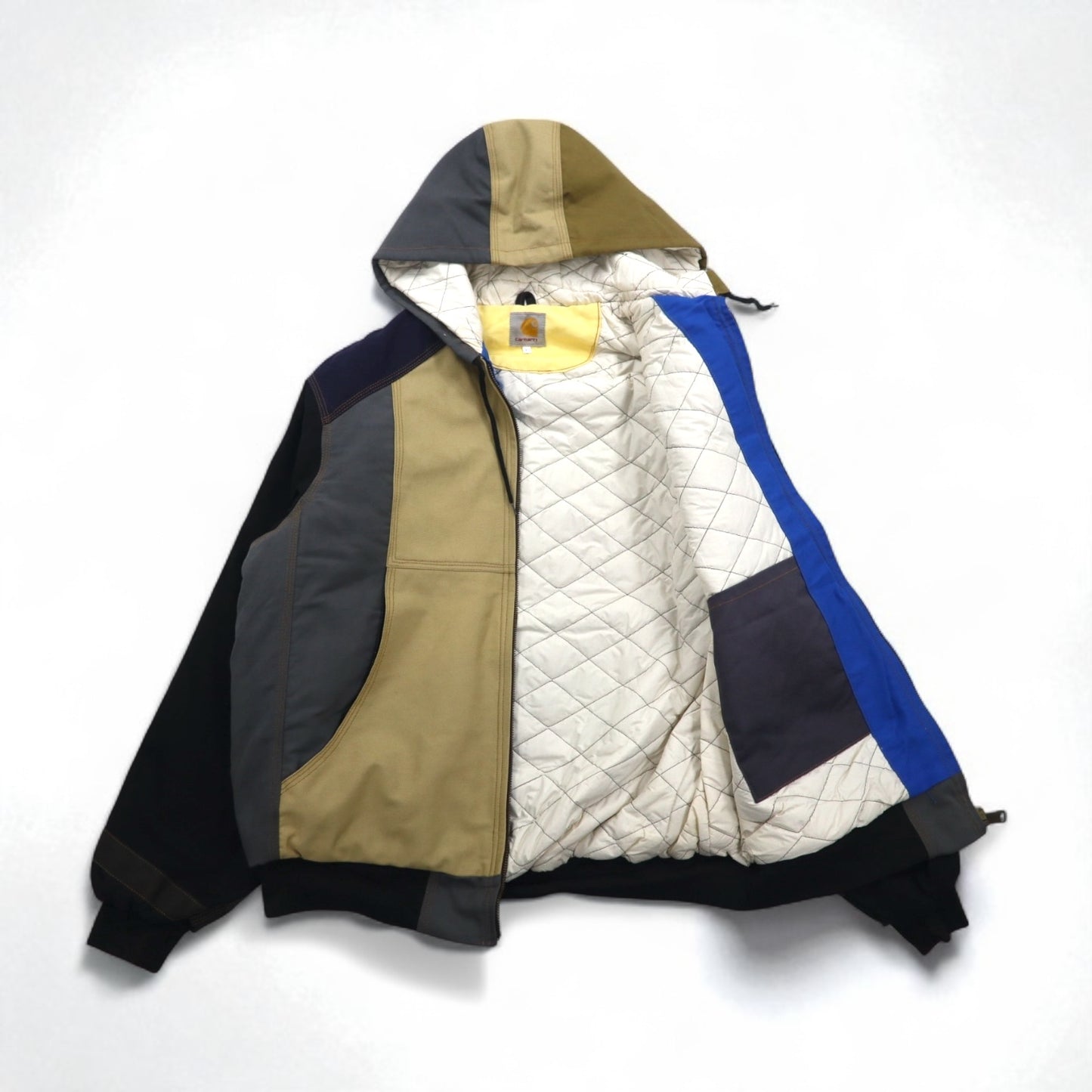 carhartt リメイク 再構築 カラーブロック ダック アクティブジャケット パーカー L マルチカラー クレイジーパターン コットン