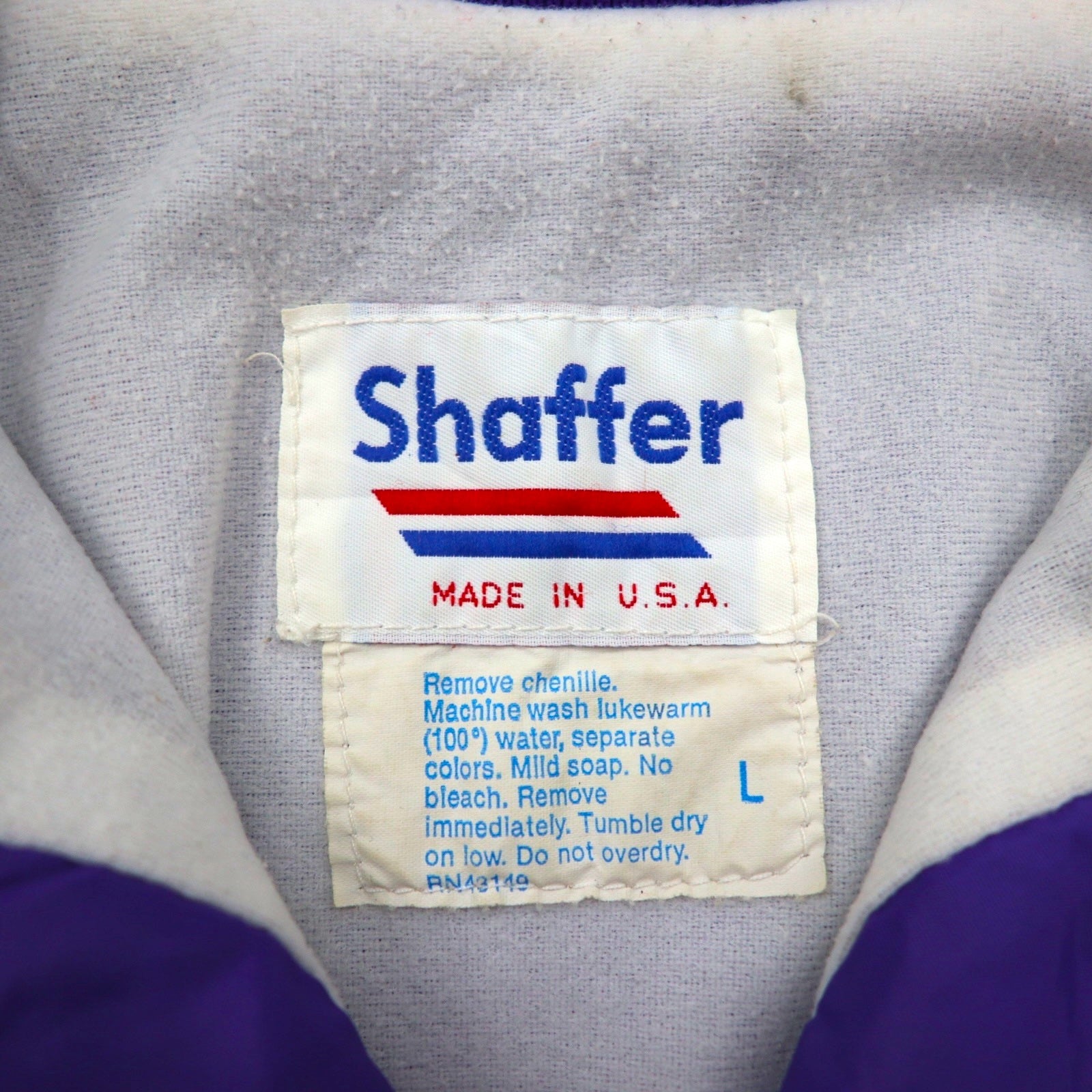 90s USA Vintage Sport Jacket, Made in the USA, Purple Ribbed Nylon Jacket, Size L, Shaffer NFL VIAN