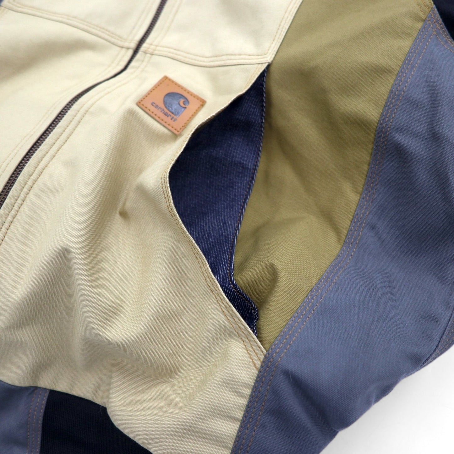 carhartt リメイク 再構築 カラーブロック ダック アクティブジャケット パーカー L マルチカラー クレイジーパターン コットン